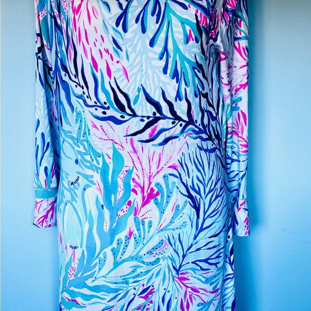 Lilly Pulitzer Sophie UPF 50 Women's Medium Knit Floral Dress. Excellent cond! M - Picture 8 of 11